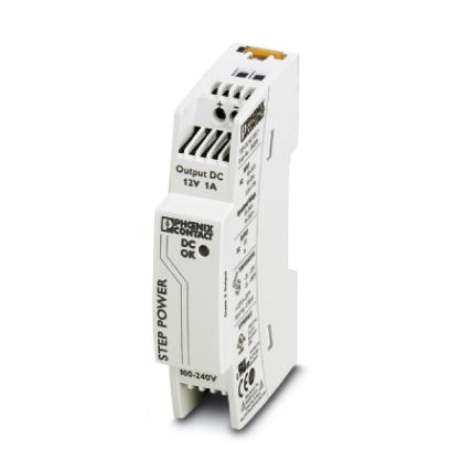 Phoenix Contact Switching Power Supply; STEP-PS/ 1AC/12DC/1; 12VDC OUT; 1A; 85-264VAC / 95-250VDC IN; Single Phase; DIN Rail Mount; Plastic